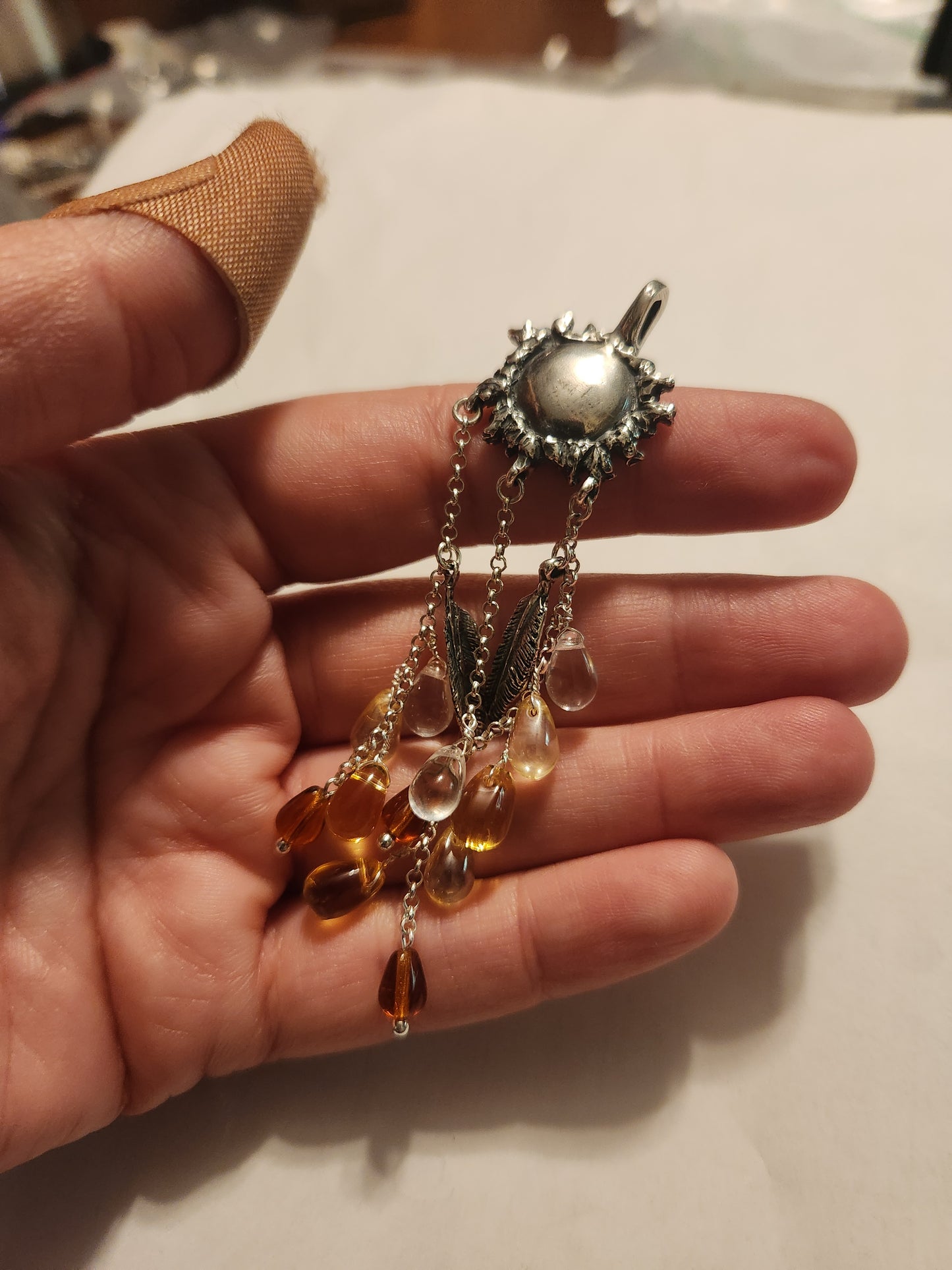 Small Sun Necklace in Sterling Silver
