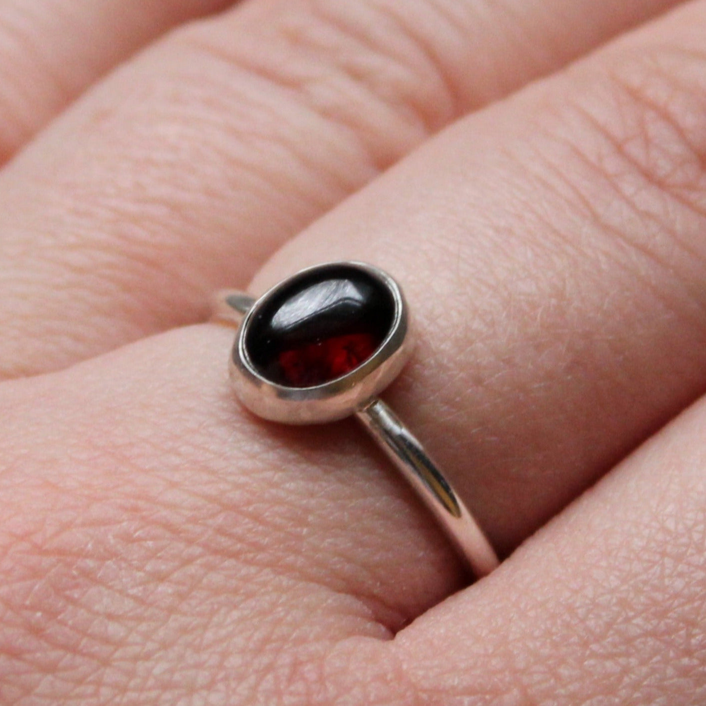 Garnet Sterling Silver Ring