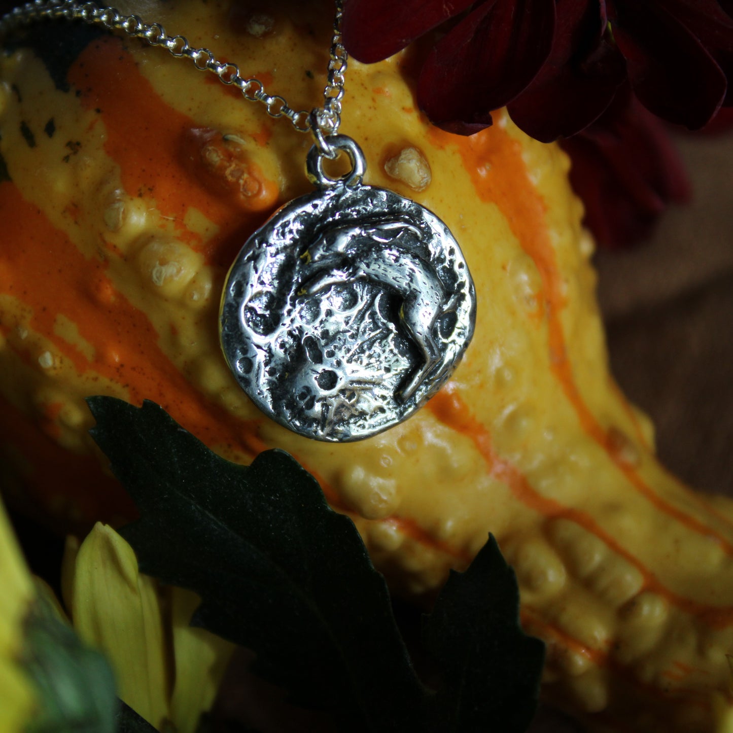 Rabbit in the Moon Sterling Silver Necklace