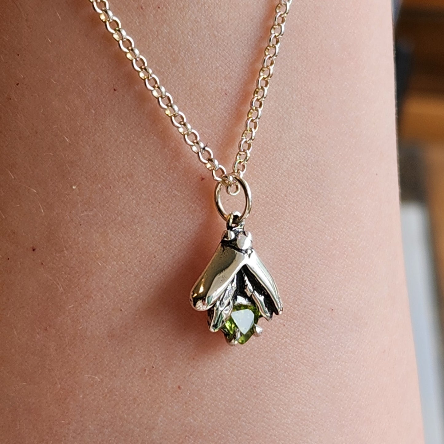 Lightning Bug Necklace with Peridot