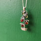 Tomato Plant Necklace Sterling Silver with Peridot and Carnelian