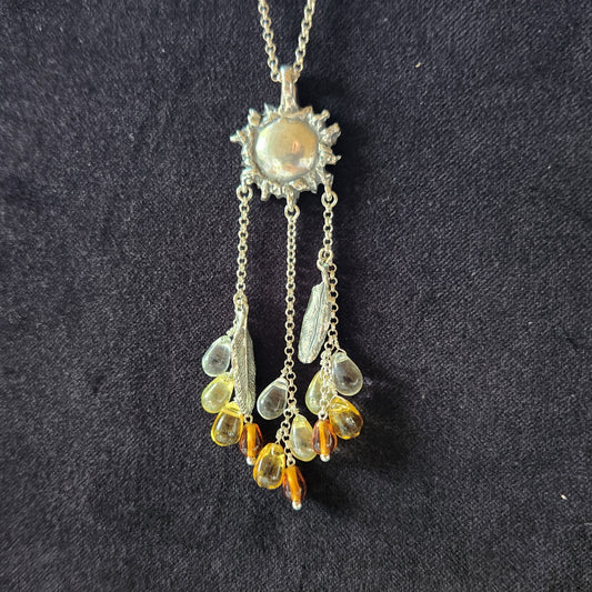 Small Sun Necklace in Sterling Silver