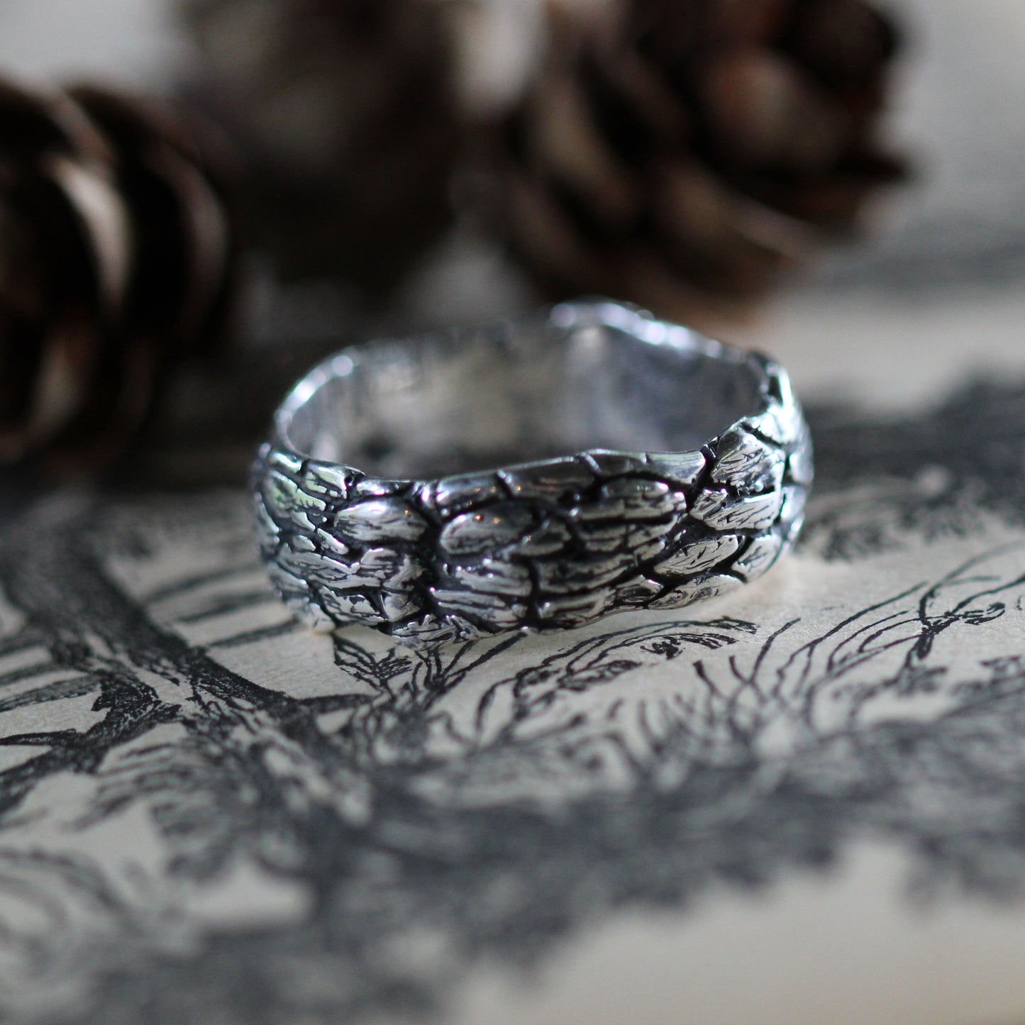 Tree Bark Ring in Sterling Silver
