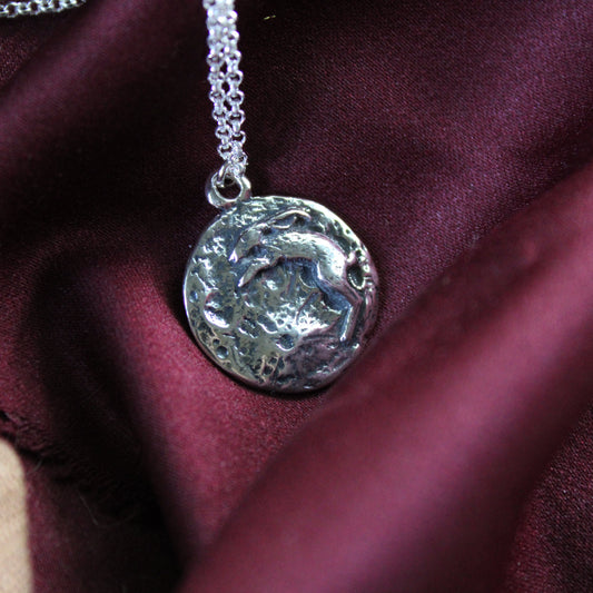 Rabbit in the Moon Sterling Silver Necklace