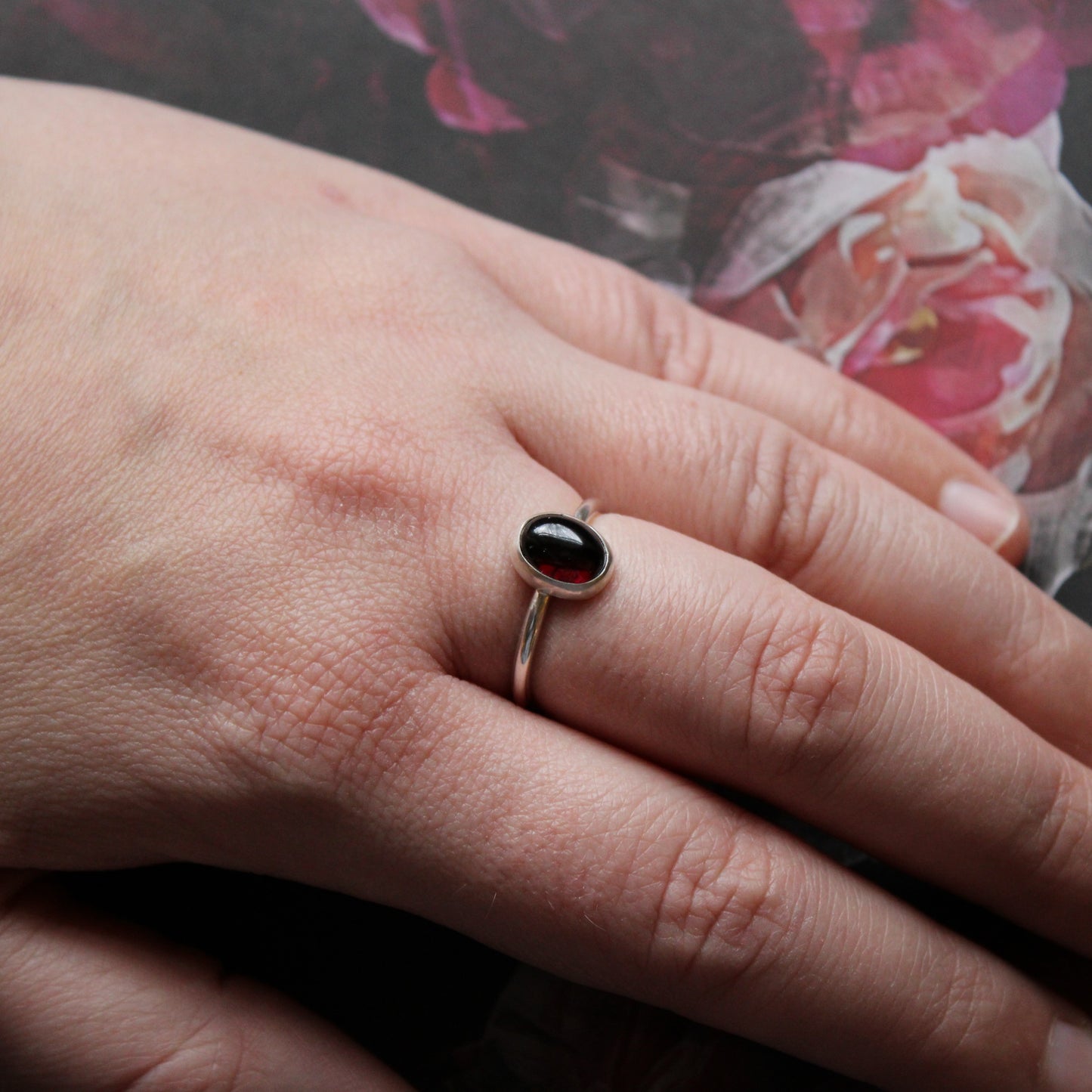 Garnet Sterling Silver Ring
