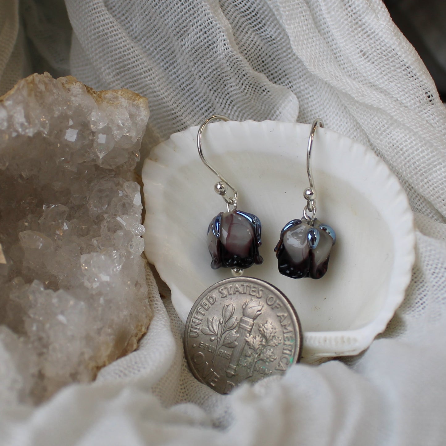 Ukranian Glass Rose Earrings