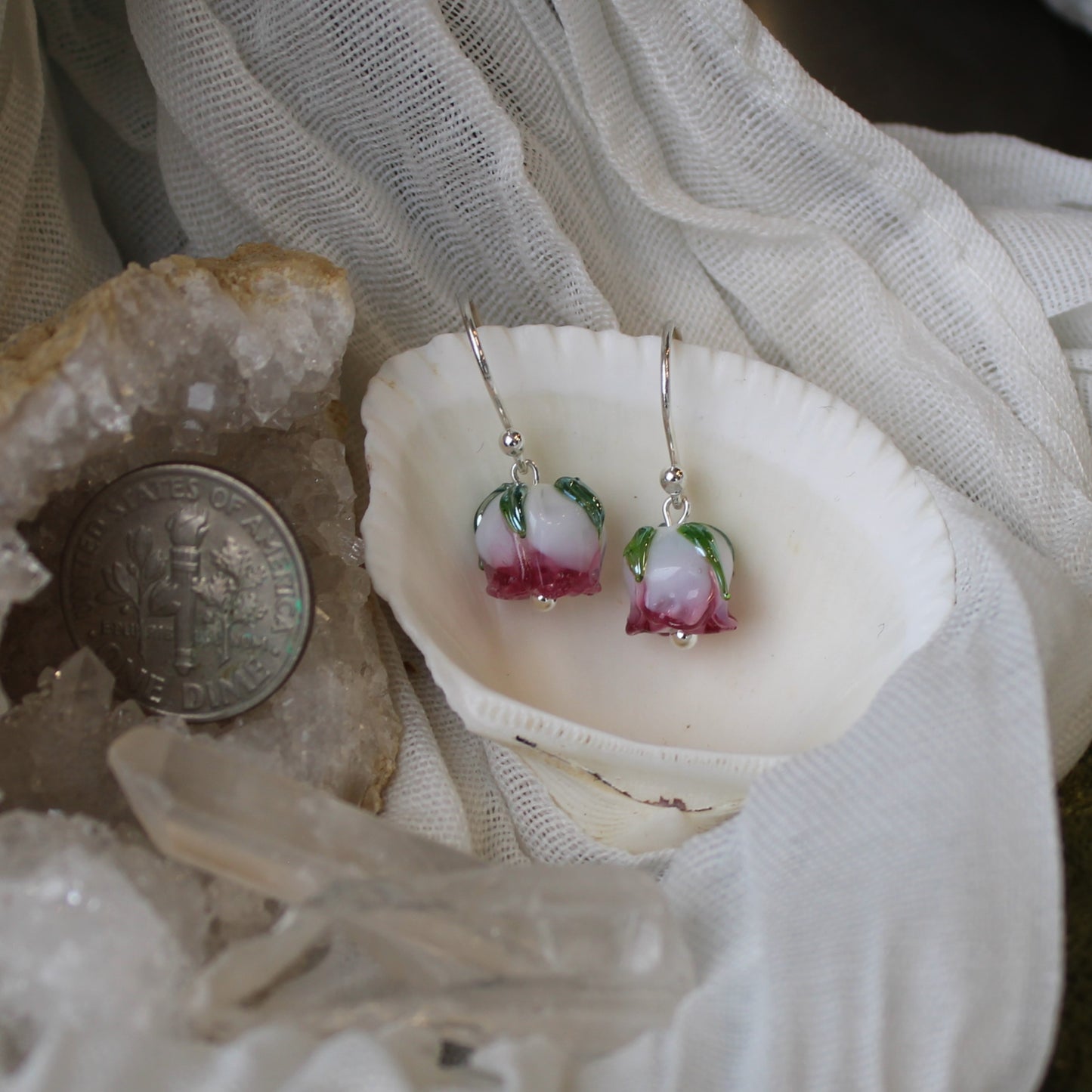 Ukranian Glass Rose Earrings