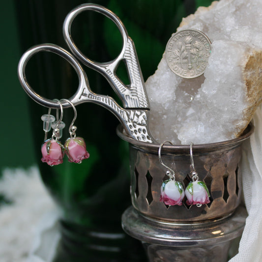 Ukranian Glass Rose Earrings