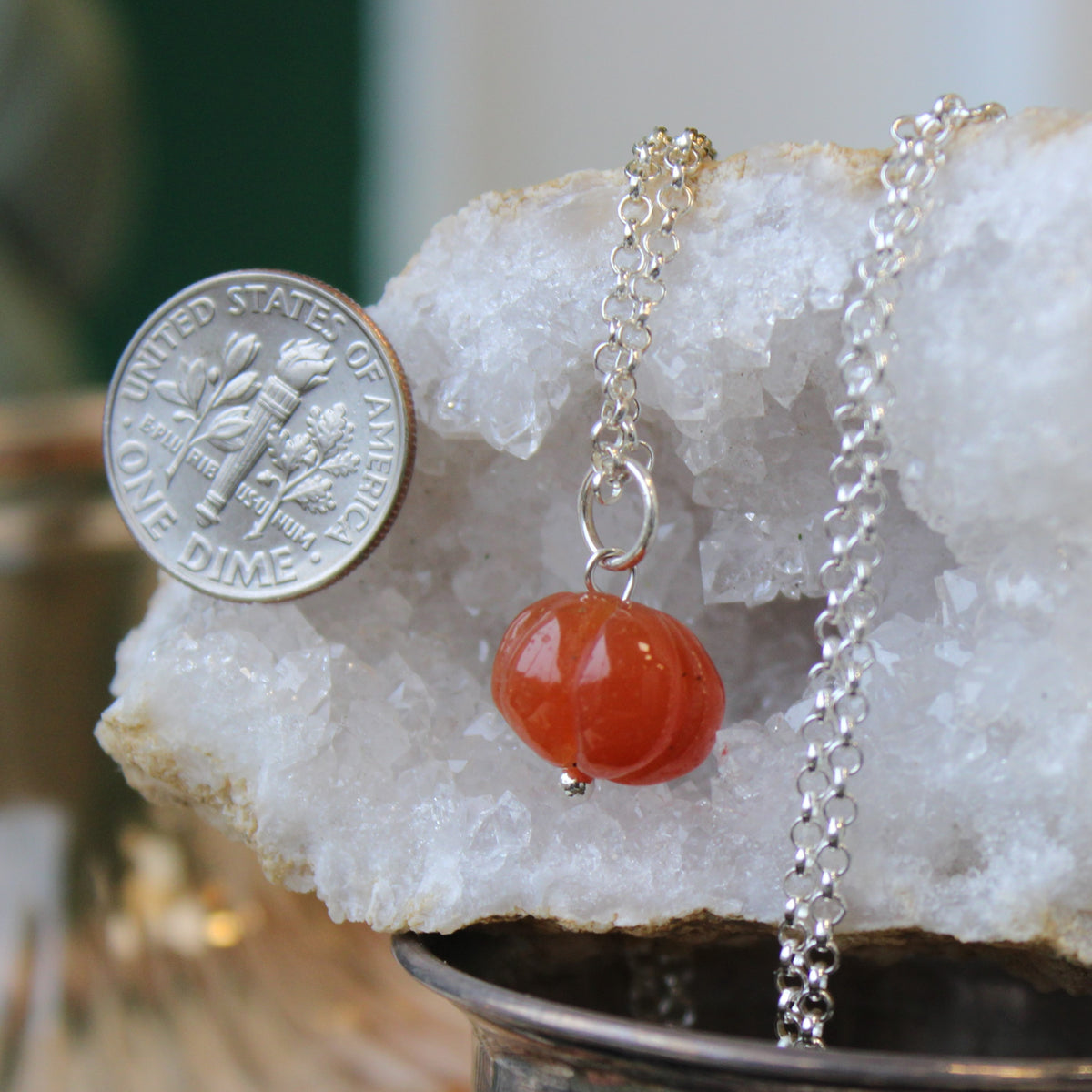 Carnelian Pumpkin Necklace