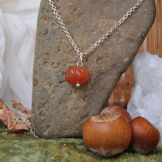Carnelian Pumpkin Necklace