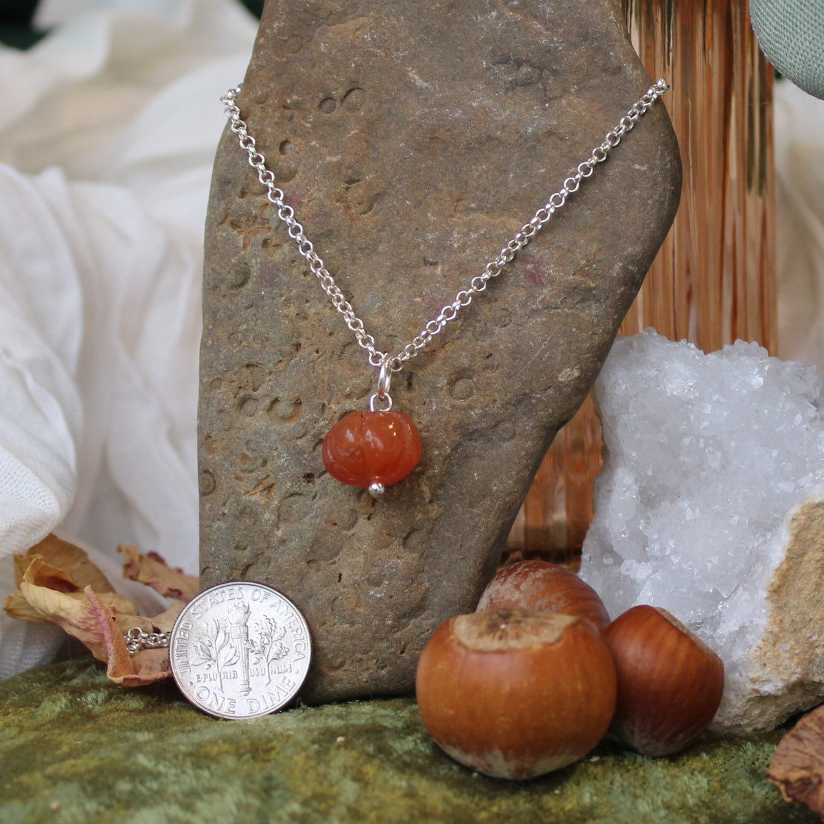 Carnelian Pumpkin Necklace