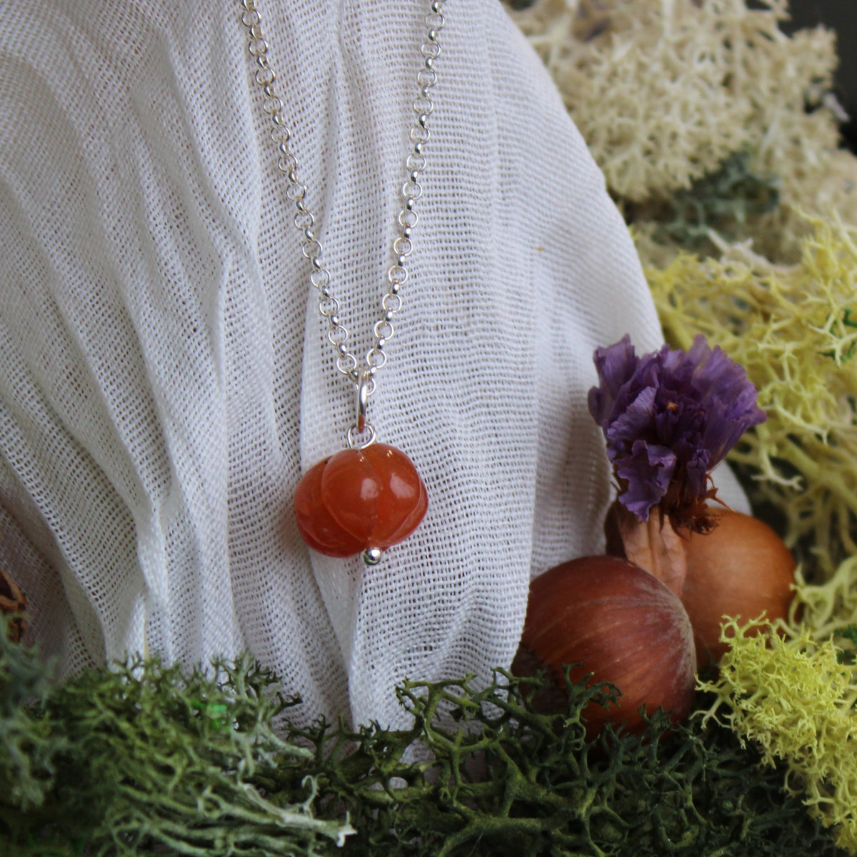 Carnelian Pumpkin Necklace