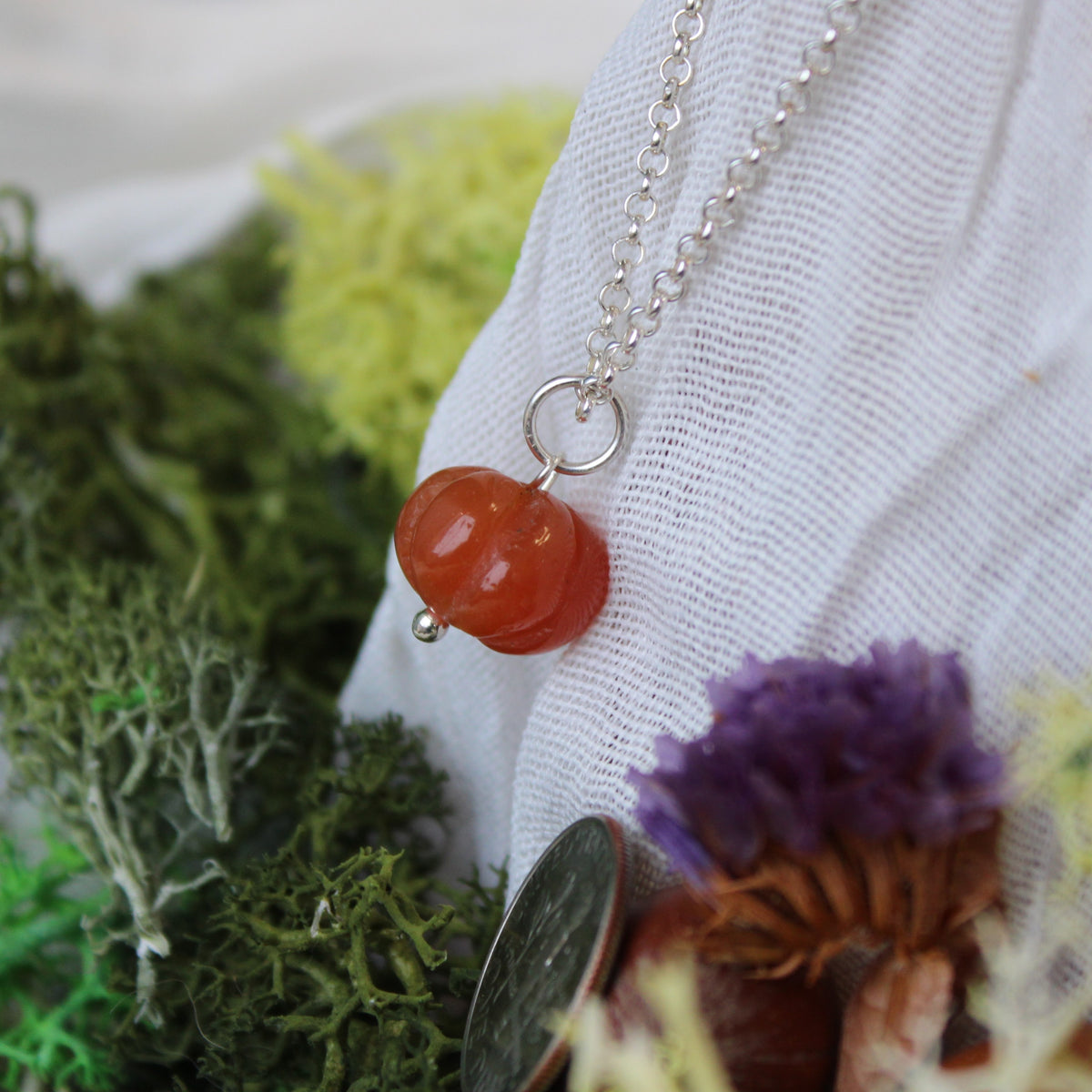 Carnelian Pumpkin Necklace