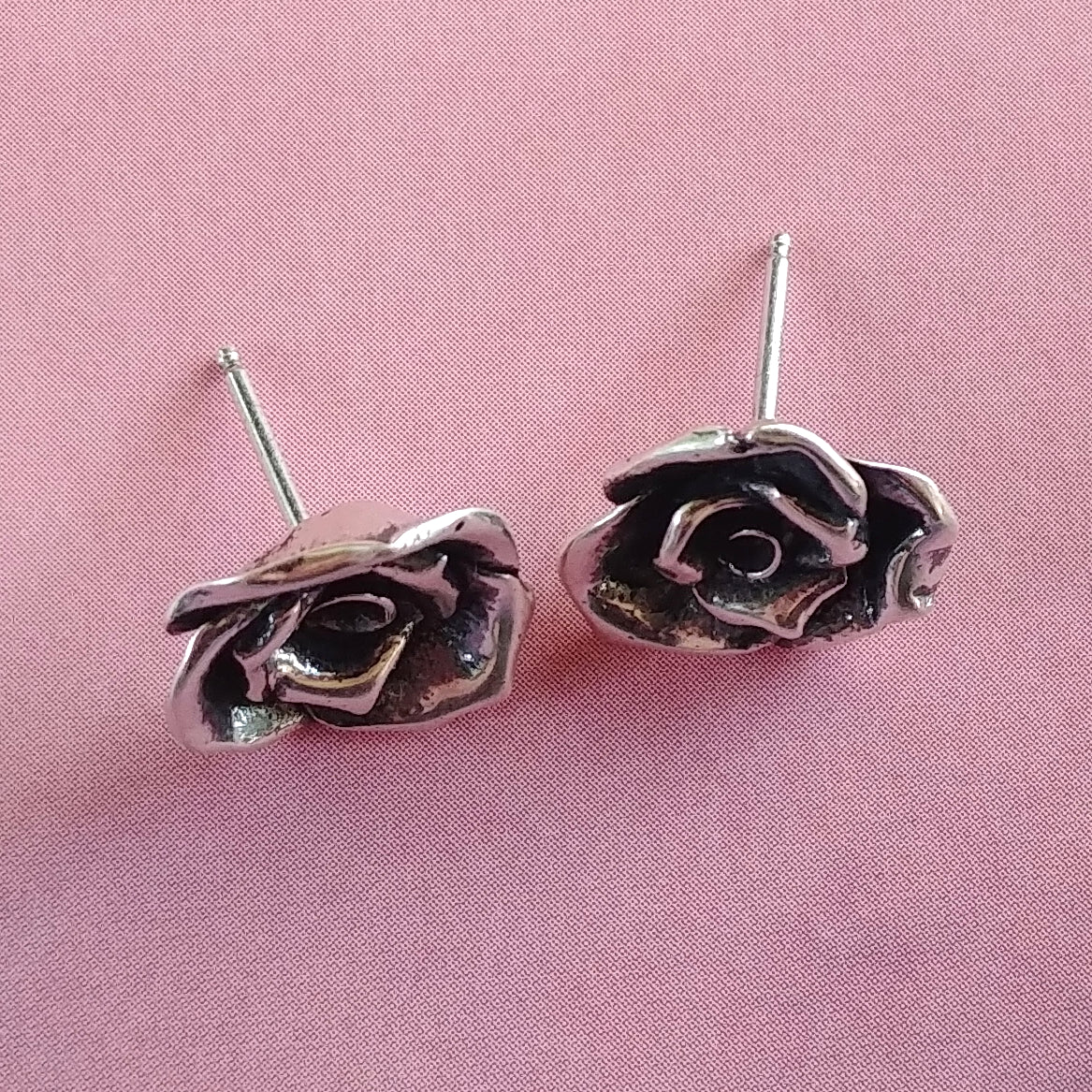Rose Post Earrings Sterling Silver
