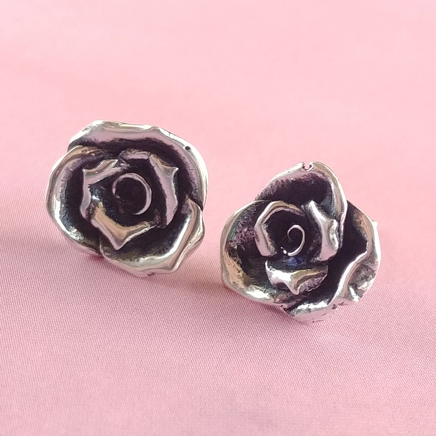 Rose Post Earrings Sterling Silver