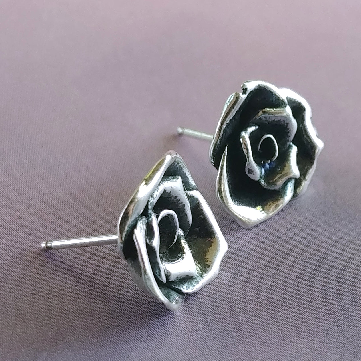 Rose Post Earrings Sterling Silver