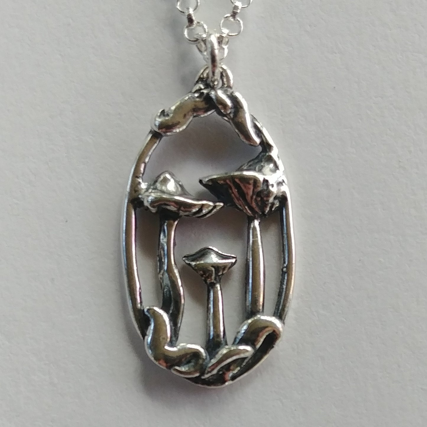 Mushroom Family Necklace in Sterling Silver