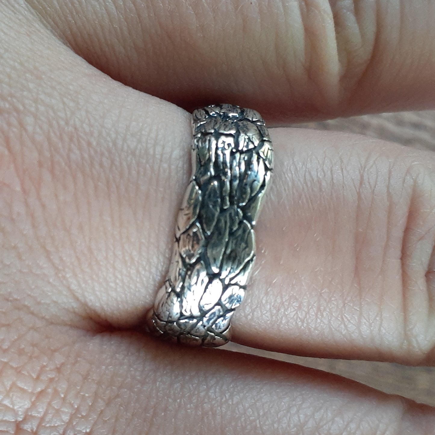 Tree Bark Ring in Sterling Silver
