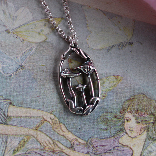 Mushroom Family Necklace in Sterling Silver