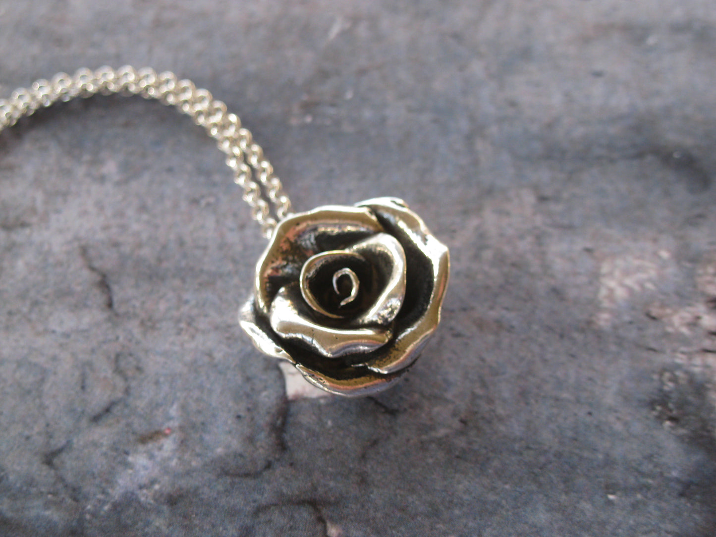 Rose Necklace One of a Kind Hand-Sculpted Sterling Silver