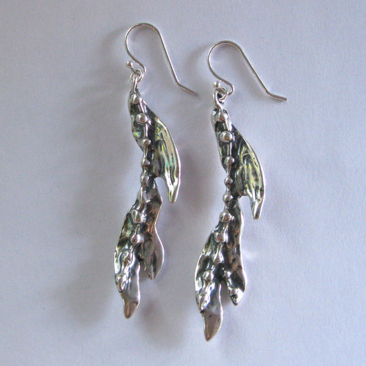 Seaweed Kelp Sterling Silver Earrings
