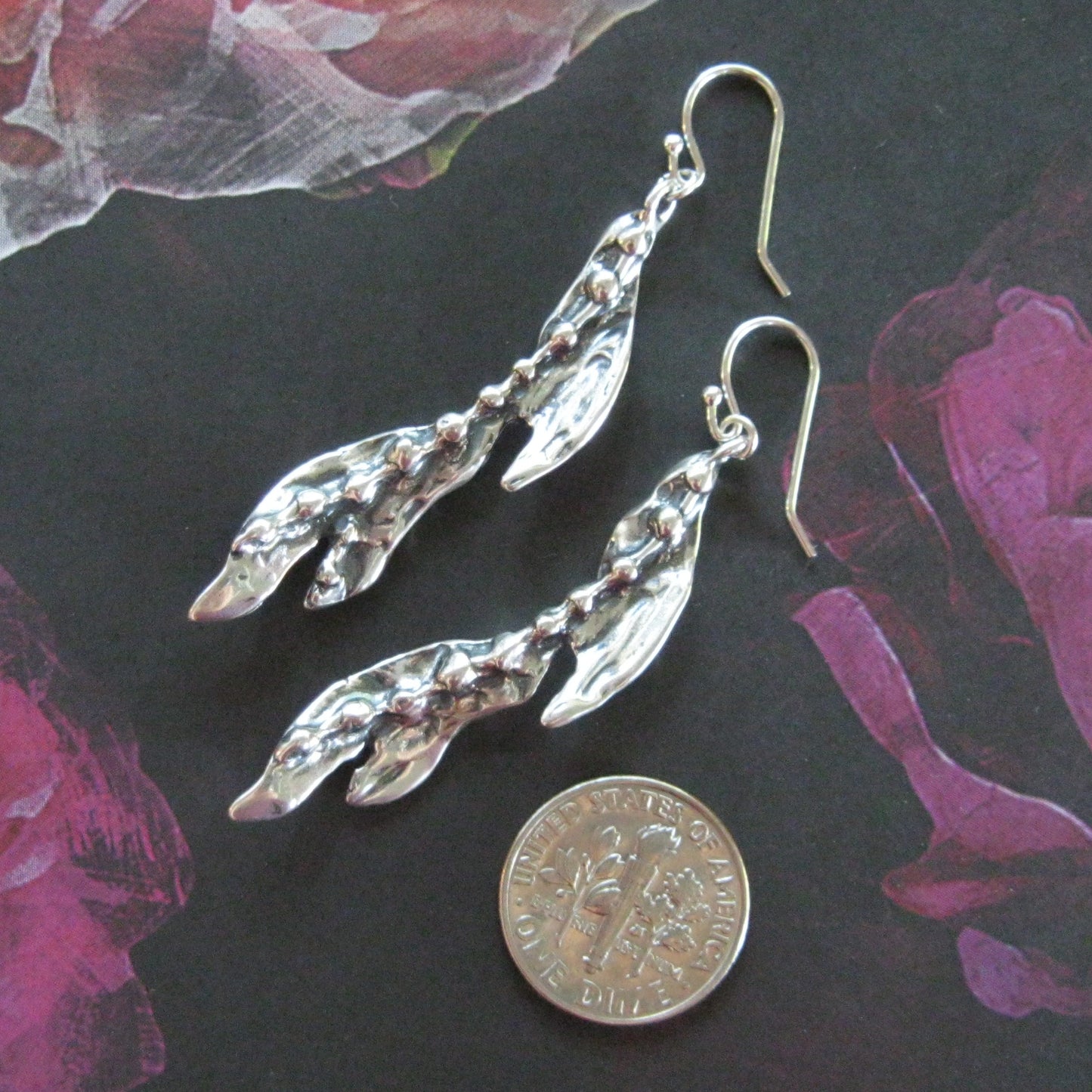 Seaweed Kelp Sterling Silver Earrings
